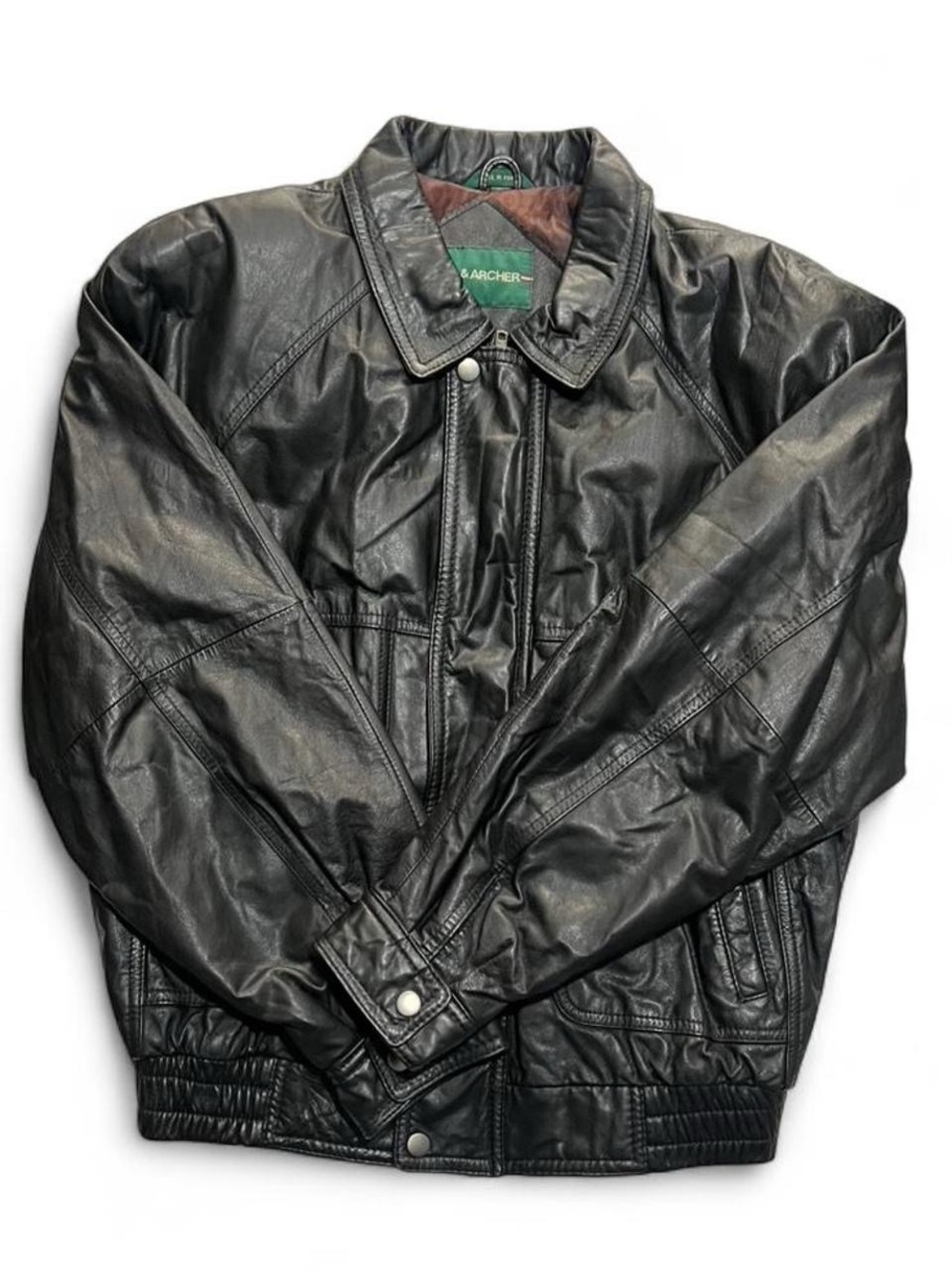 Vintage Hill And Archer Leather Bomber Jacket size Small